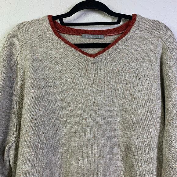 SMARTWOOL Sweater Larimer V-Neck Merino‎ Oatmeal Heather Varsity Ringer Ribbed - Picture 4 of 12